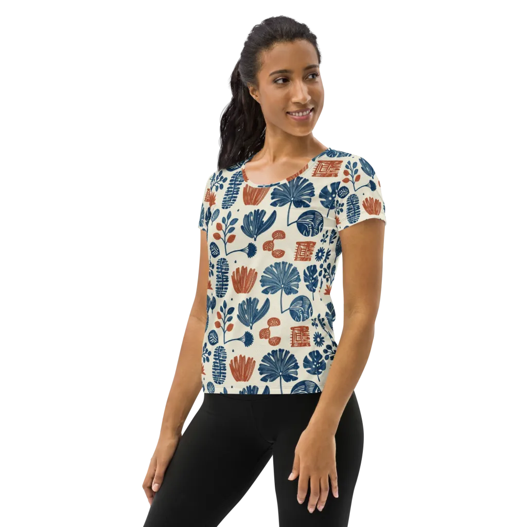 Terracotta Tides on Women's Athletic T-Shirt — Left