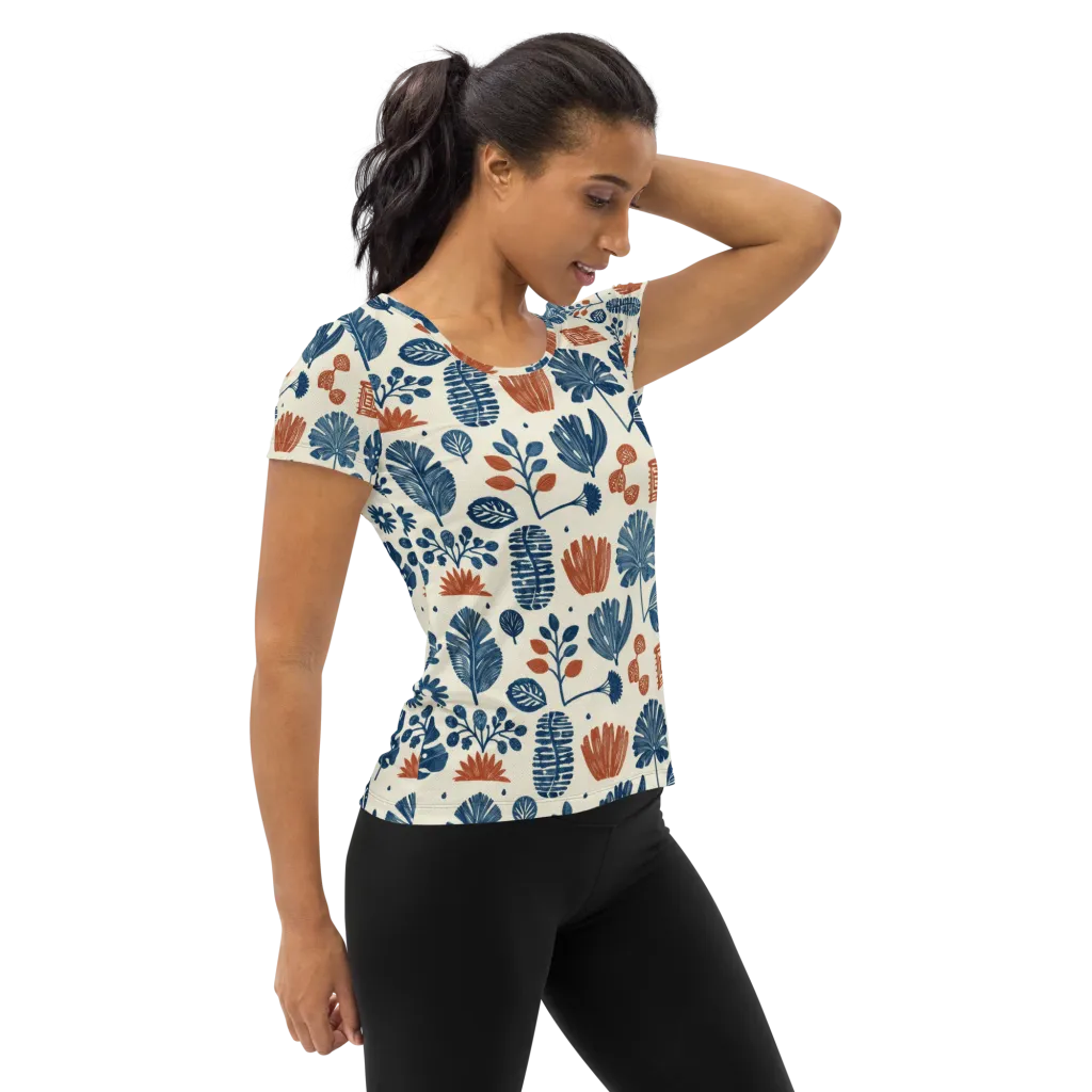 Terracotta Tides on Women's Athletic T-Shirt — Right