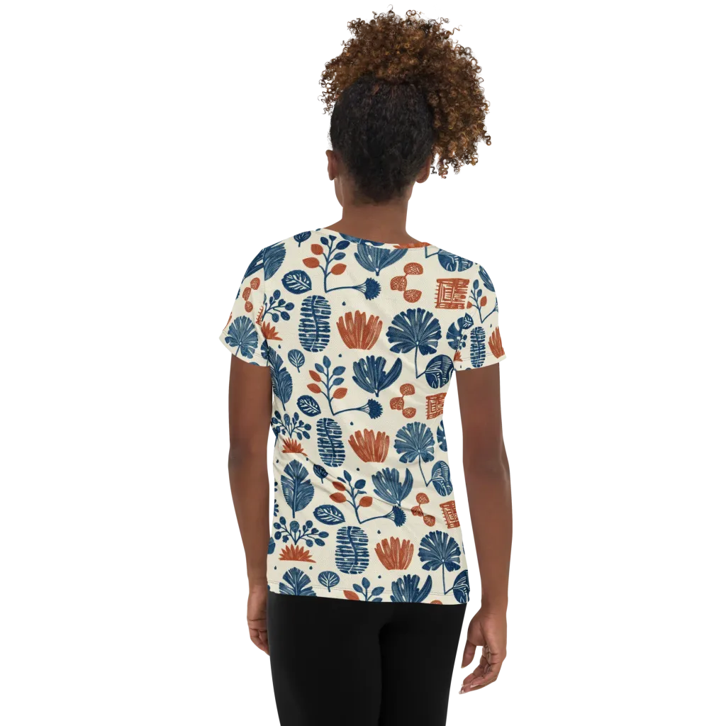 Terracotta Tides on Women's Athletic T-Shirt — Back