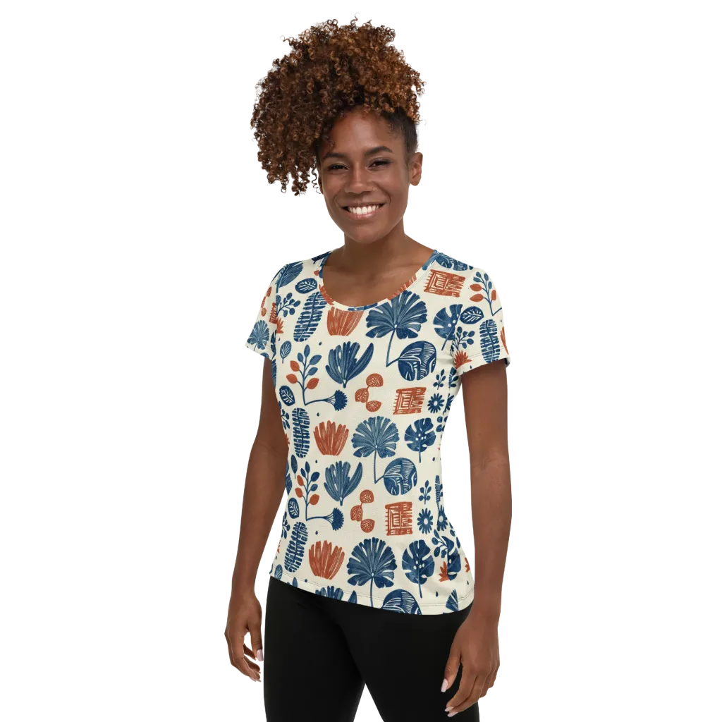 Terracotta Tides on Women's Athletic T-Shirt — Left