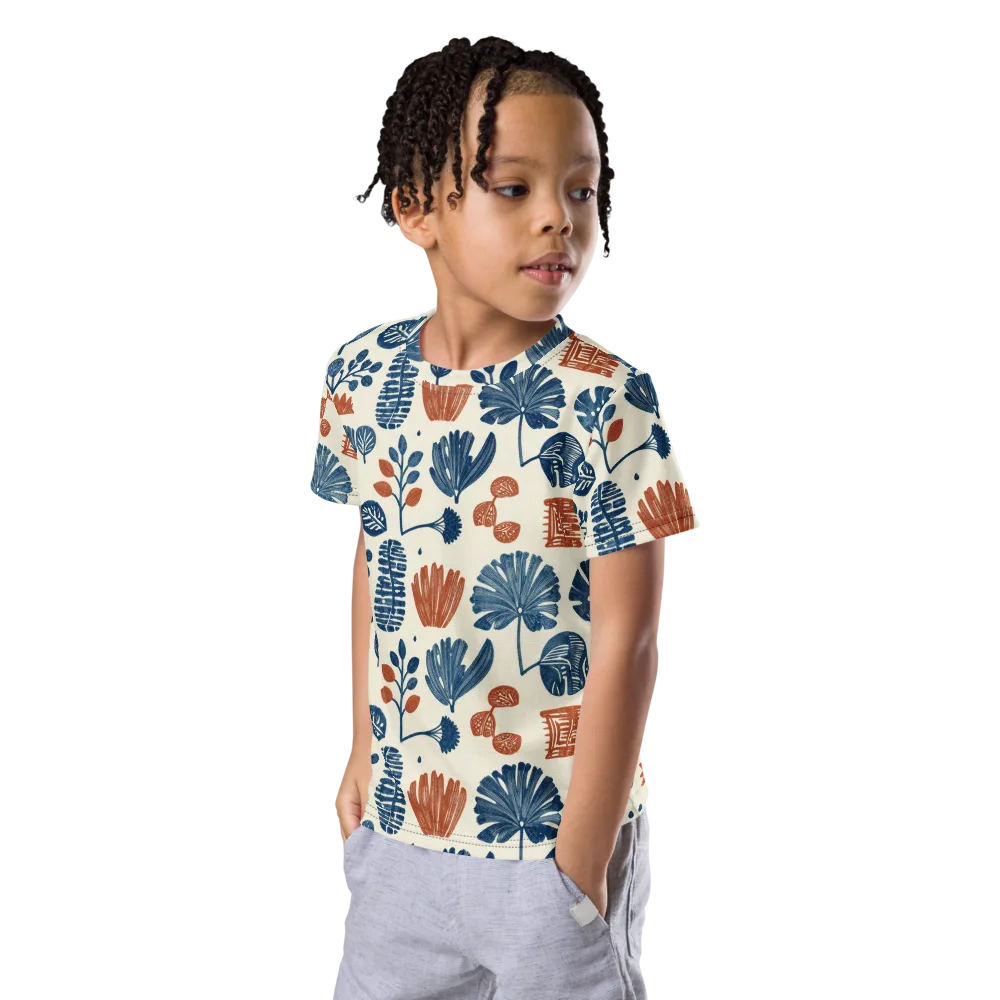 Terracotta Tides on Kids Crew Neck T-Shirt — Left Front