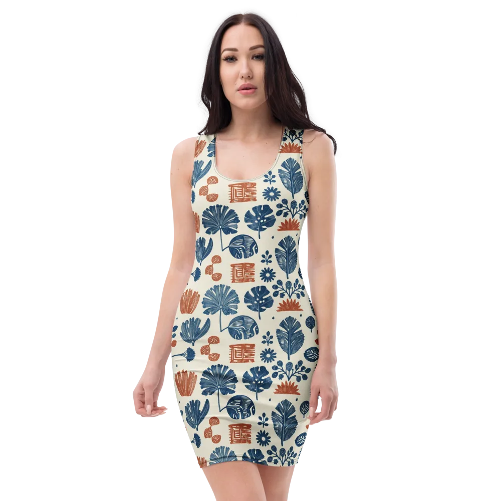 Terracotta Tides on Bodycon Dress — Front