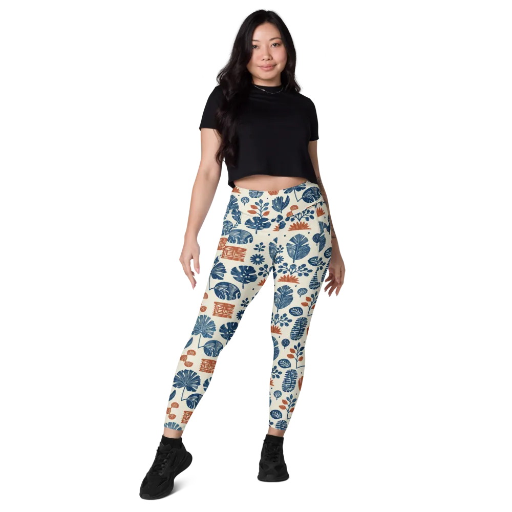 Terracotta Tides on Leggings with Pockets — Front