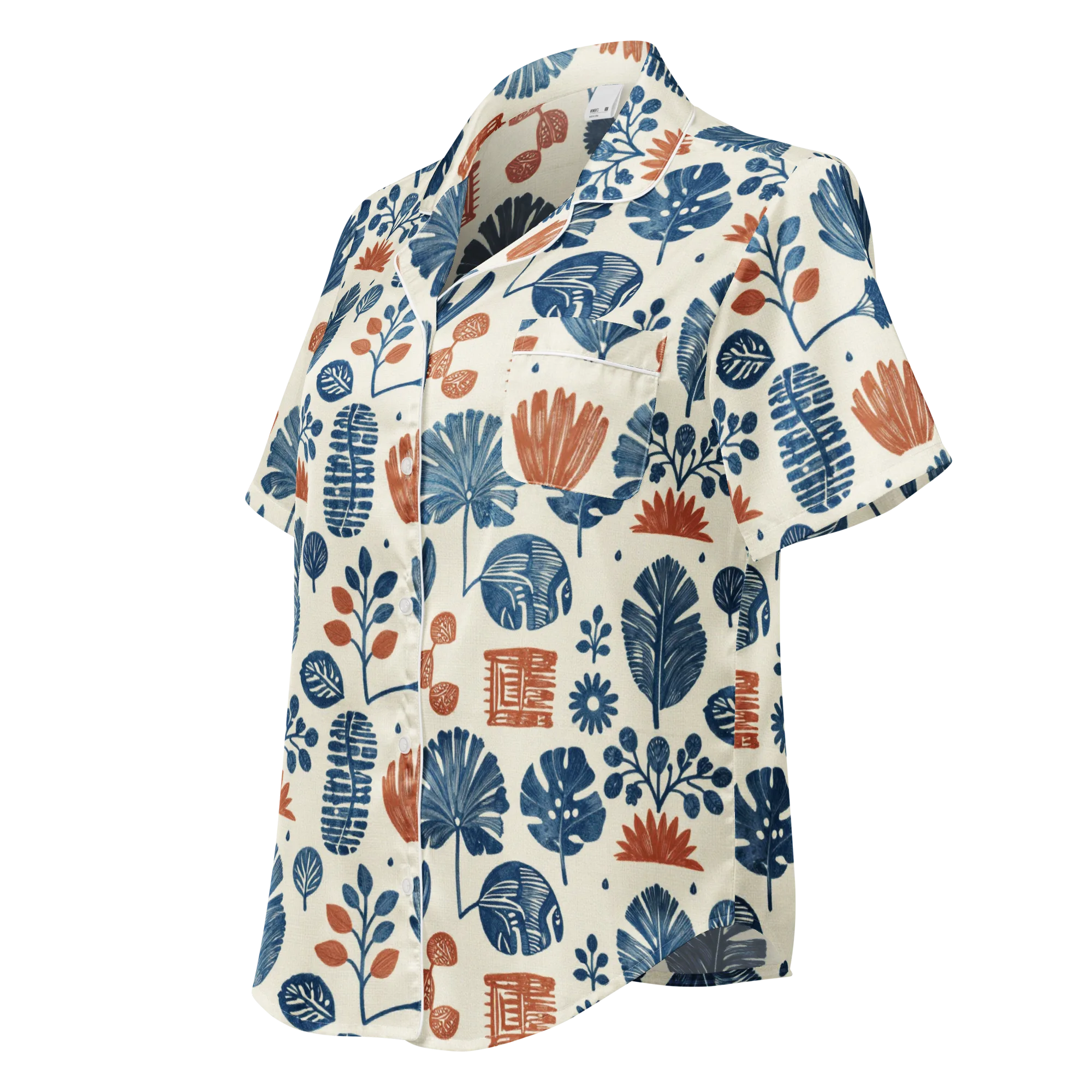 Terracotta Tides on Women's Short Sleeve Pajama Top — Left Front