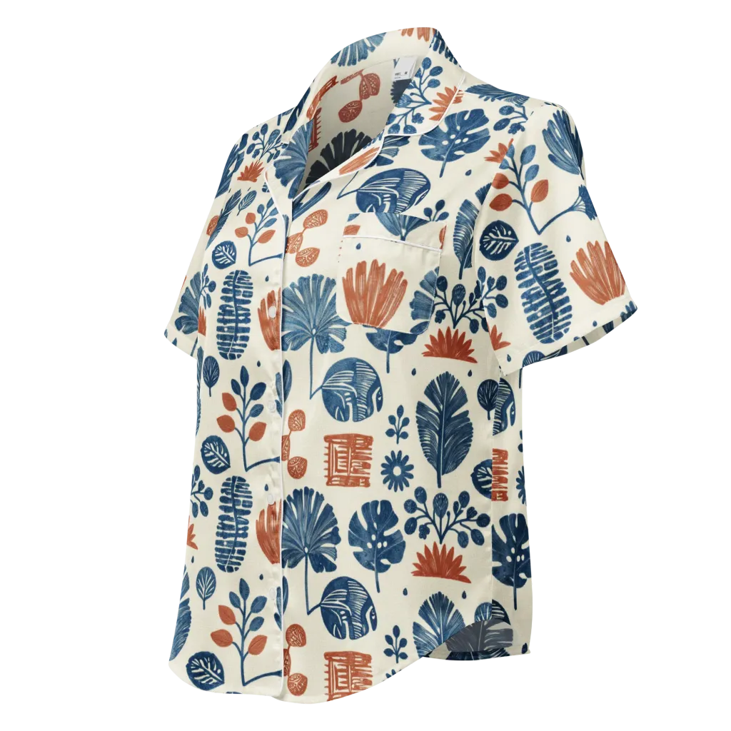 Terracotta Tides on Women's Short Sleeve Pajama Top — Left Front