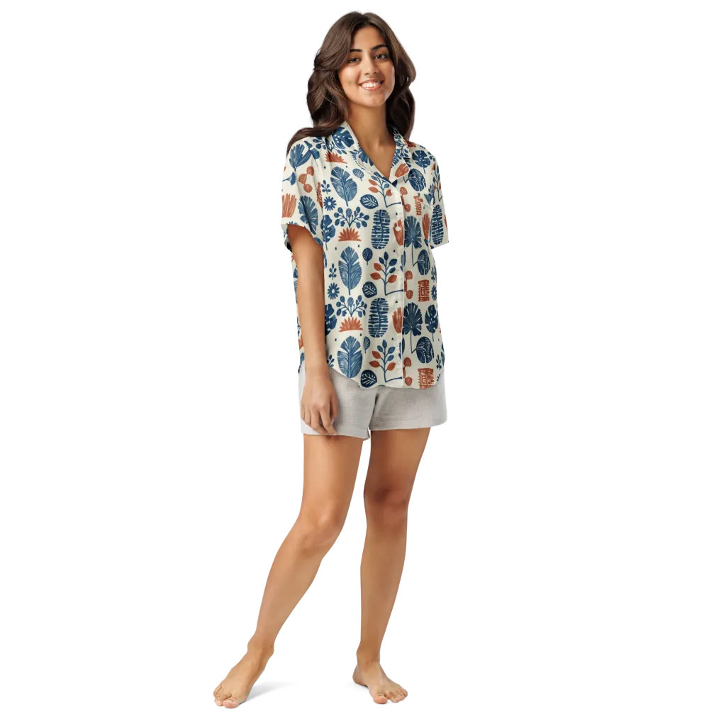 Terracotta Tides on Women's Short Sleeve Pajama Top — Front