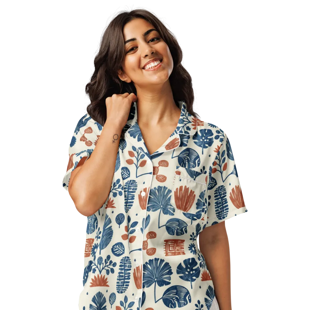 Terracotta Tides on Women's Short Sleeve Pajama Top — Front