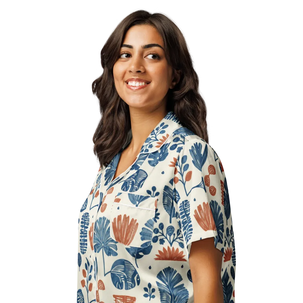 Terracotta Tides on Women's Short Sleeve Pajama Top — Left Front