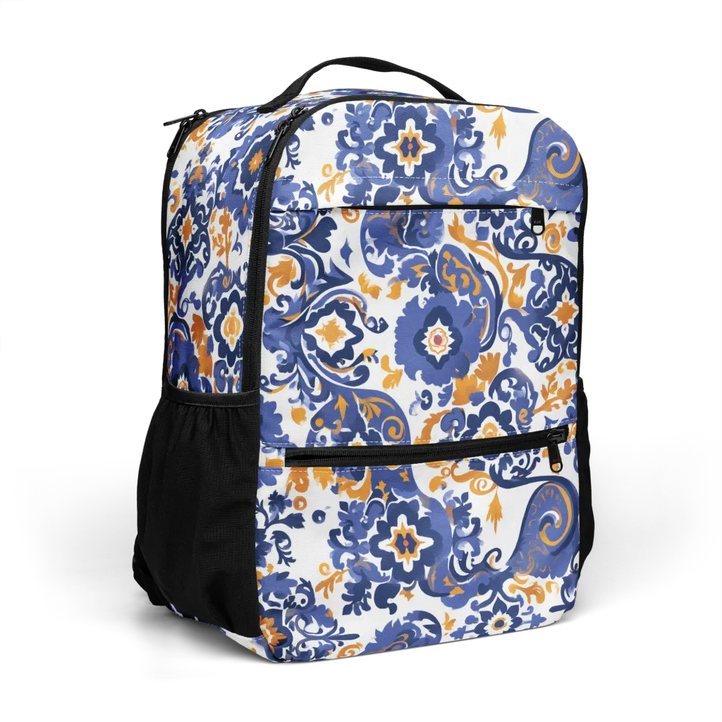 Indigo Gilded Garden on Utility Backpack — Right Front