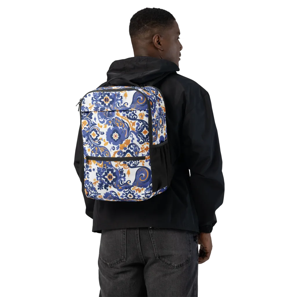 Indigo Gilded Garden on Utility Backpack — Back