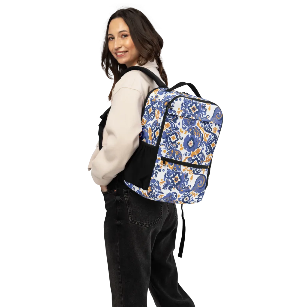 Indigo Gilded Garden on Utility Backpack — Back