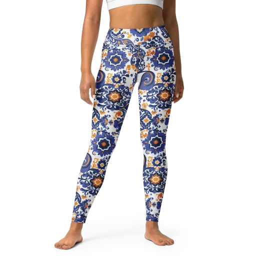 Indigo Gilded Garden on a Yoga Leggings