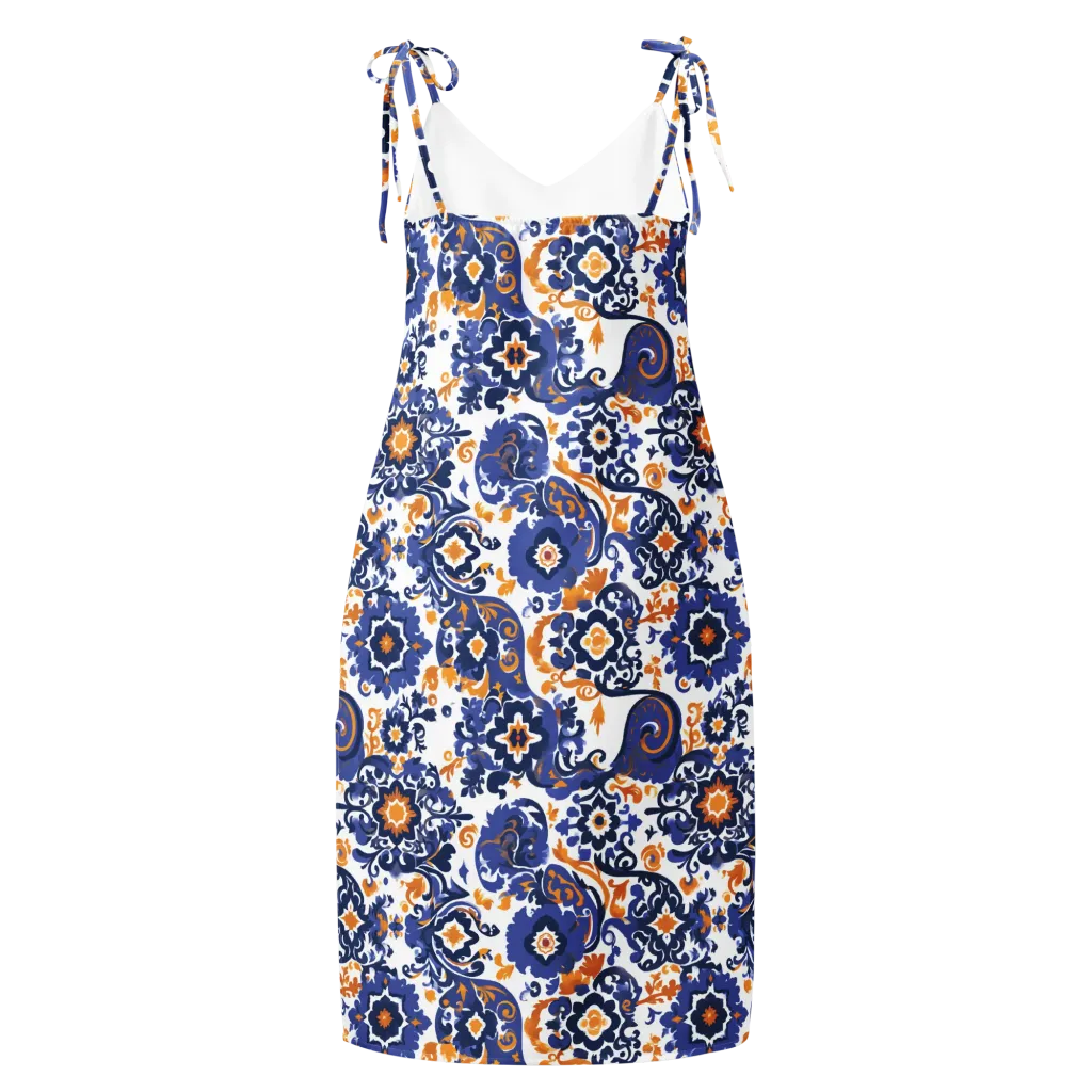 Indigo Gilded Garden on Slip Dress — Back