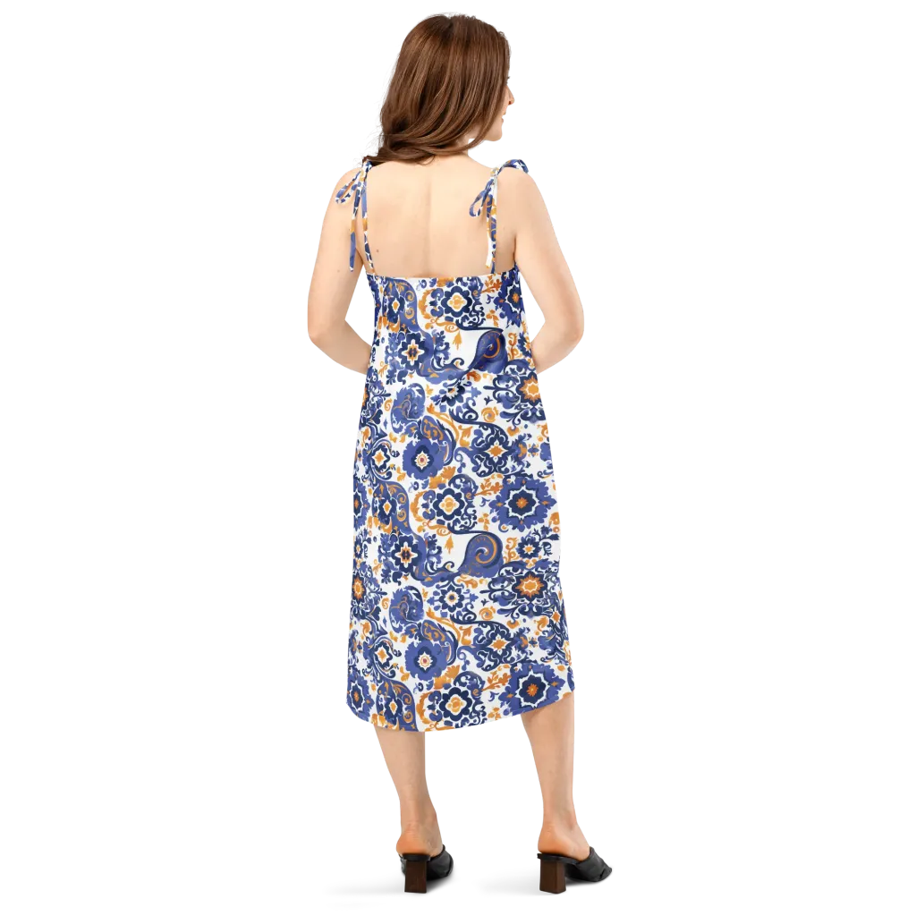 Indigo Gilded Garden on Slip Dress — Back