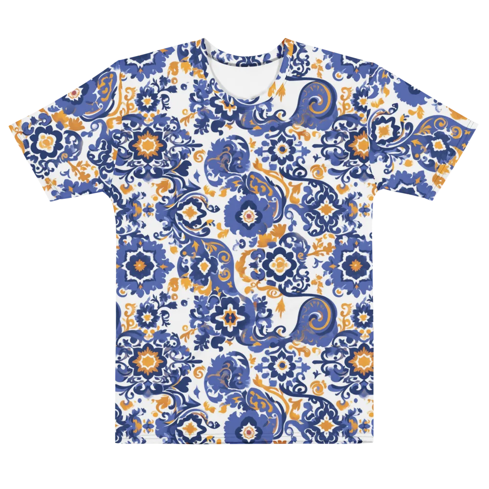 Indigo Gilded Garden on Men's Cotton Crew Neck T-Shirt — Front