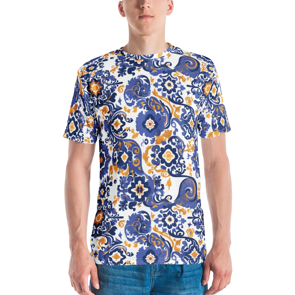 Indigo Gilded Garden on Men's Crew Neck T-Shirt — Front