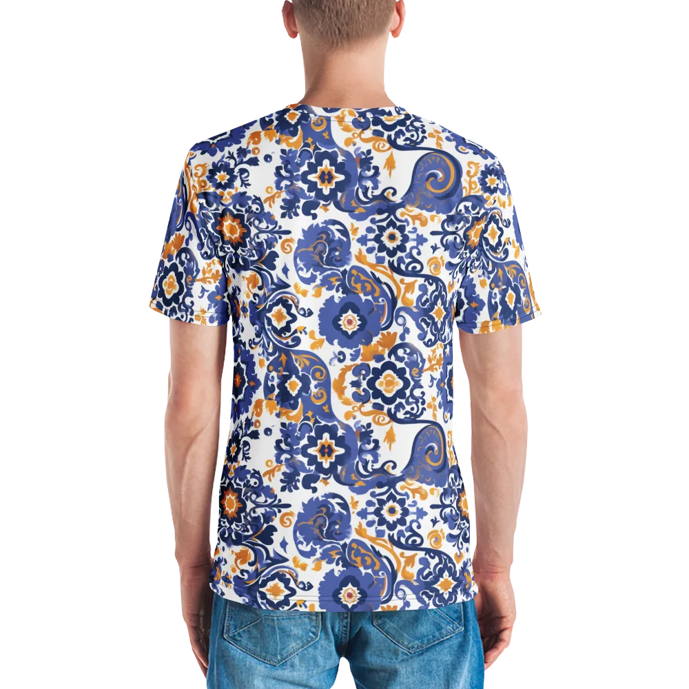 Indigo Gilded Garden on Men's Crew Neck T-Shirt — Back