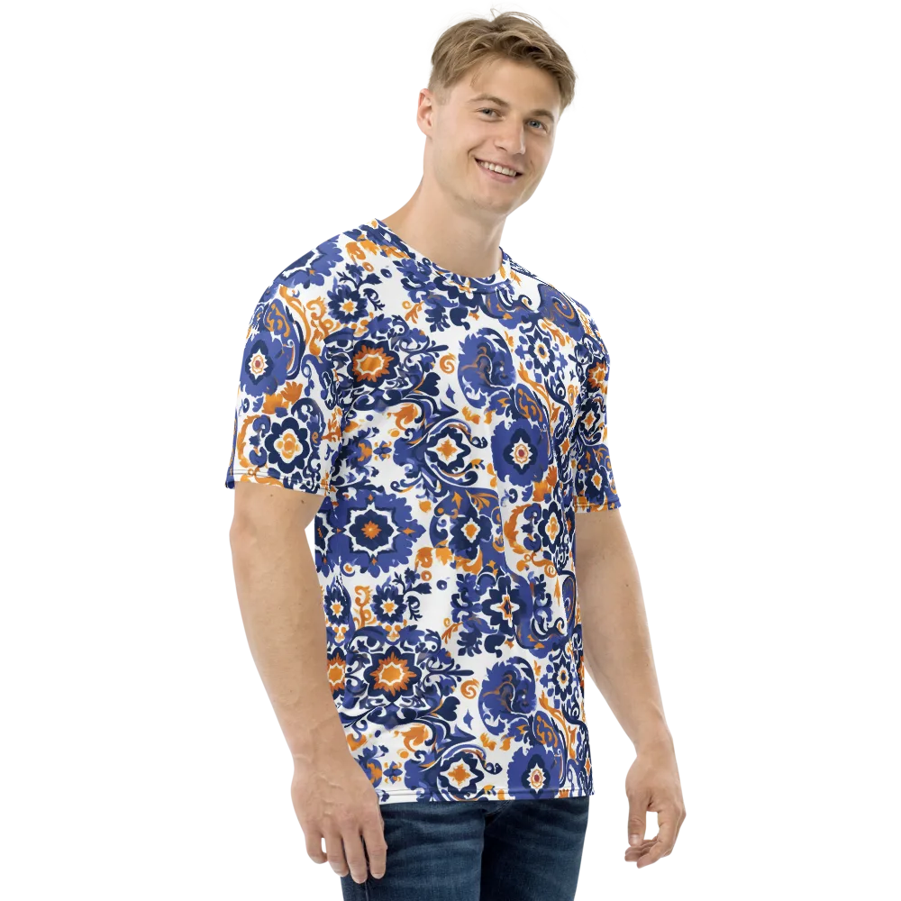Indigo Gilded Garden on Men's Crew Neck T-Shirt — Right