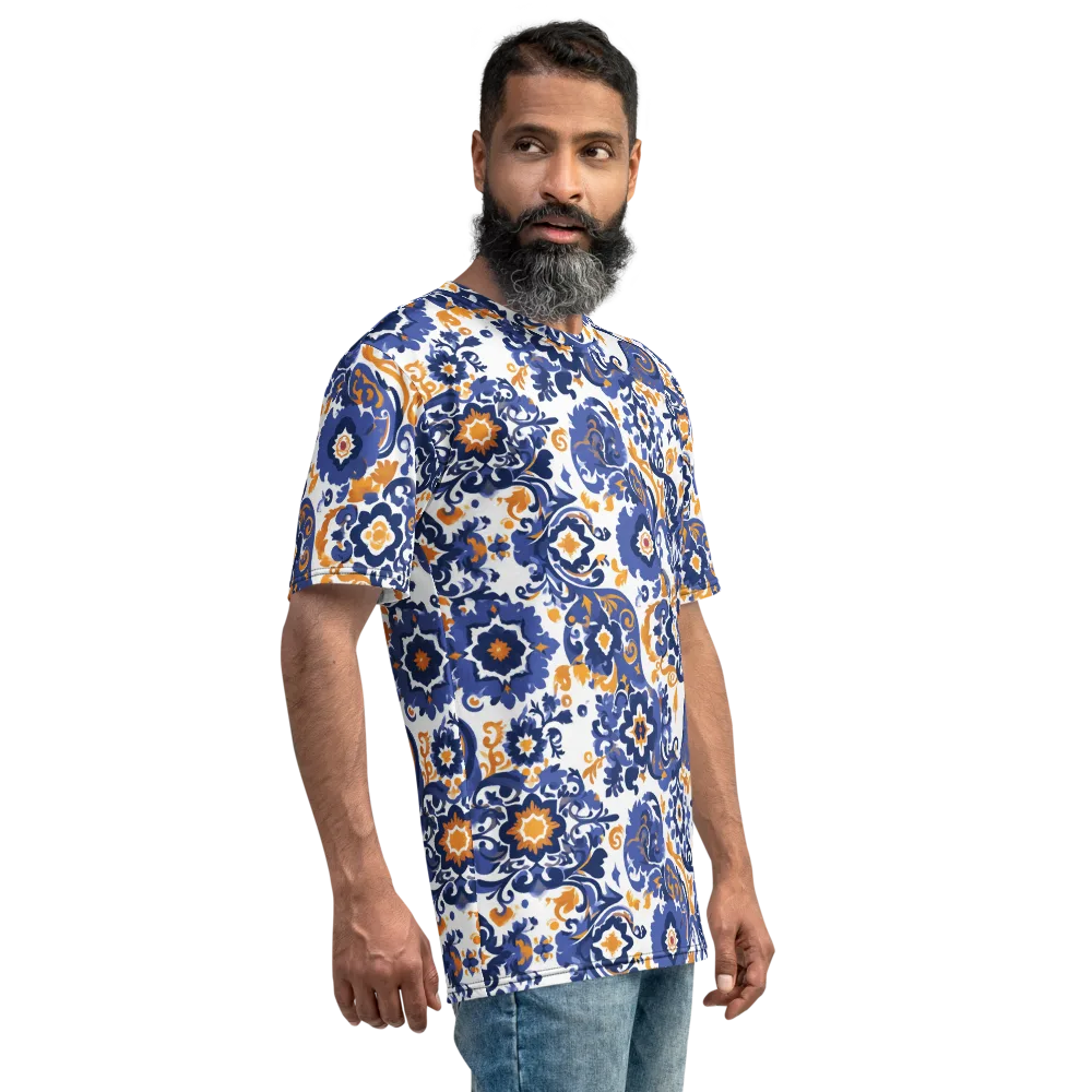 Indigo Gilded Garden on Men's Crew Neck T-Shirt — Right