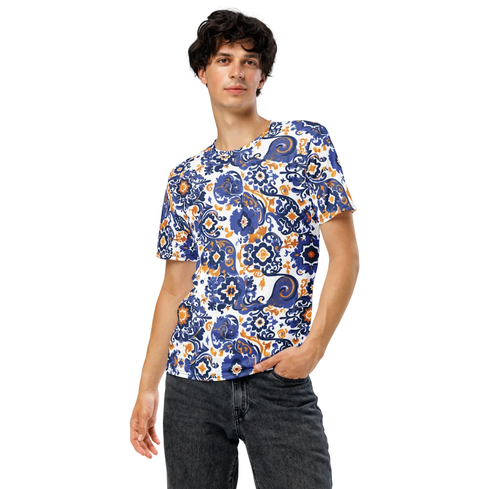 Indigo Gilded Garden on Men's Crew Neck T-Shirt — Front