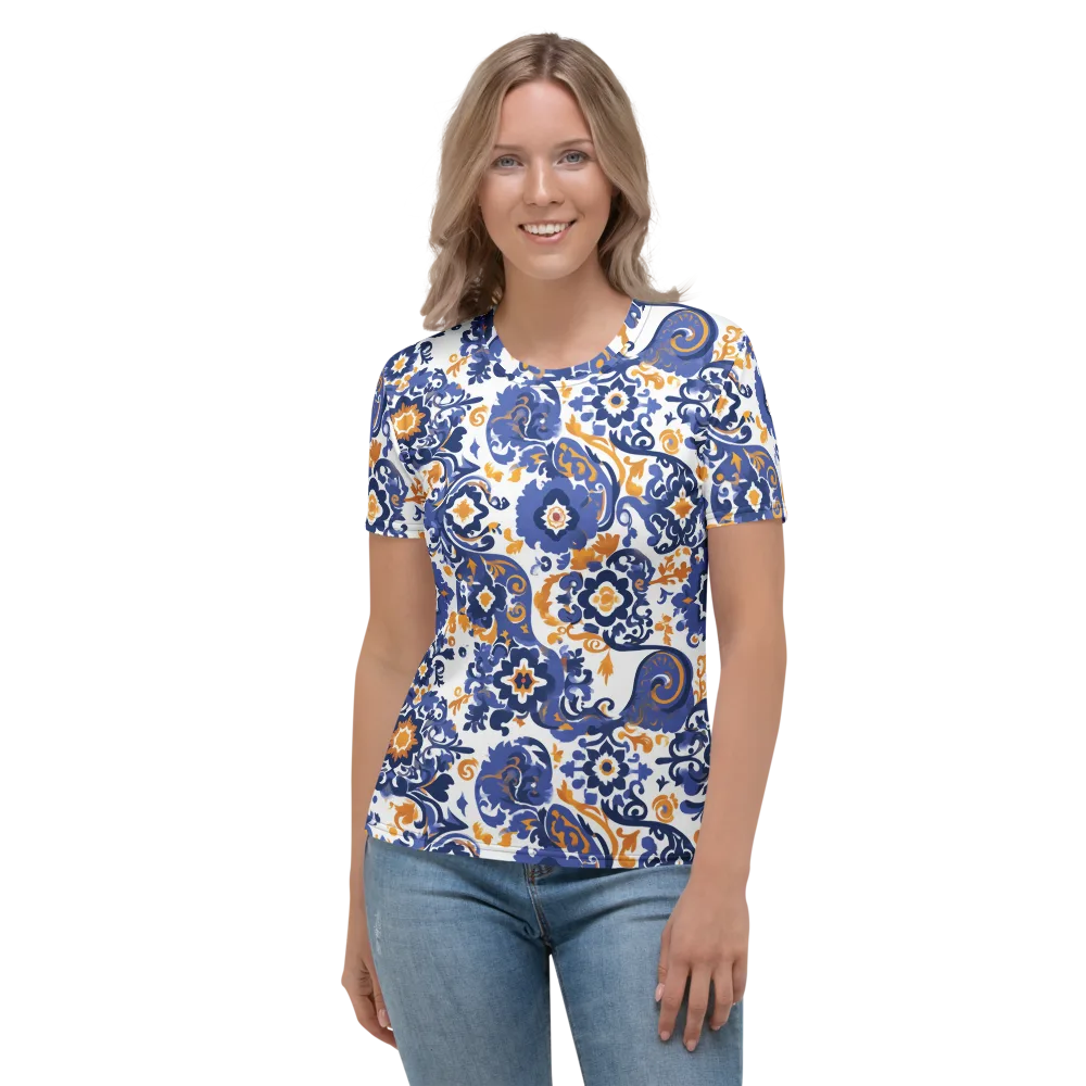 Indigo Gilded Garden on Women's Crew Neck T-Shirt — Front