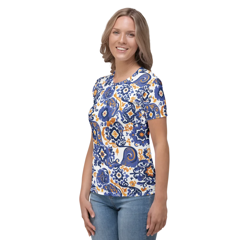 Indigo Gilded Garden on Women's Crew Neck T-Shirt — Left