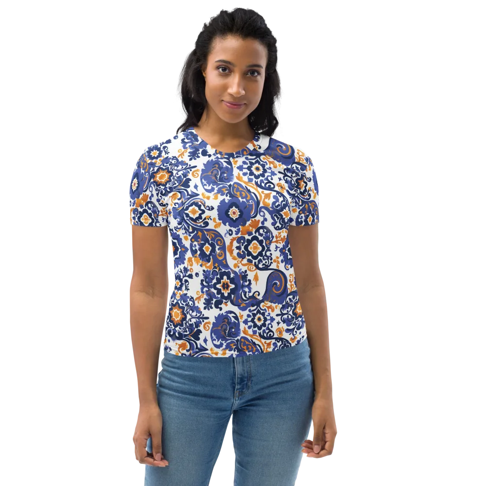 Indigo Gilded Garden on Women's Crew Neck T-Shirt — Front