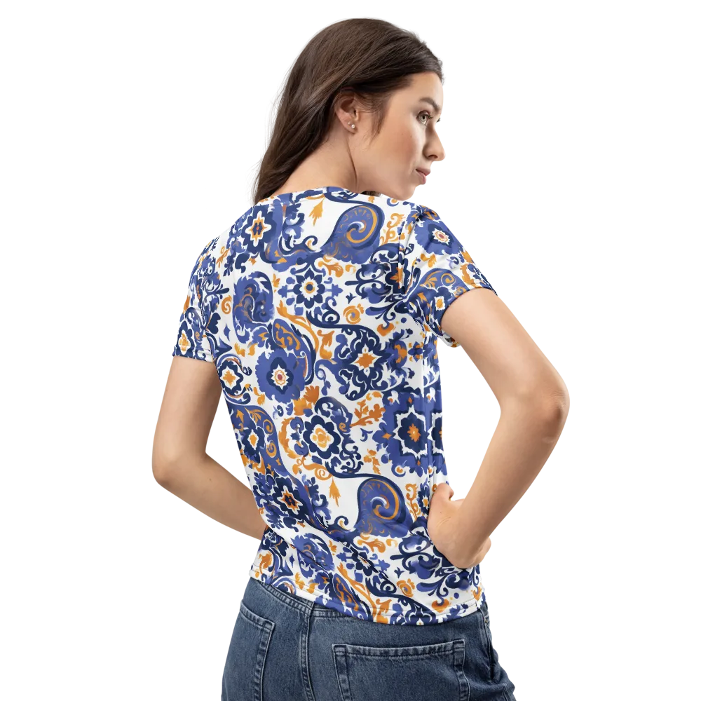 Indigo Gilded Garden on Women's Crew Neck T-Shirt — Back