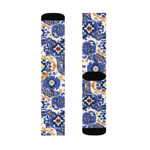 Indigo Gilded Garden on a Socks