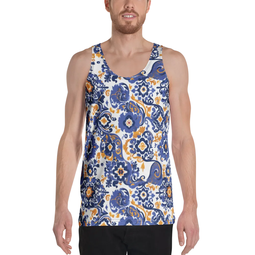 Indigo Gilded Garden on Men's Tank Top — Front