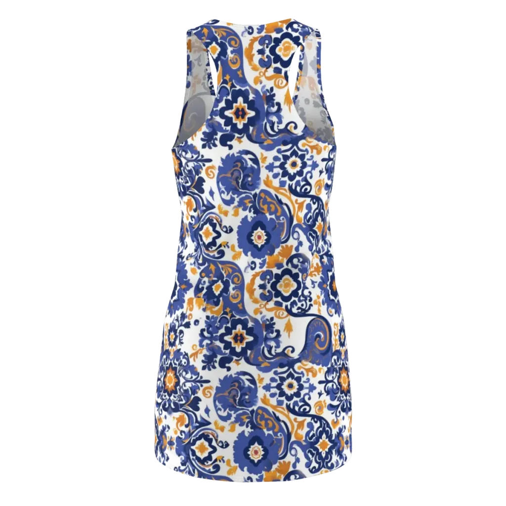 Indigo Gilded Garden on Racerback Dress — Back