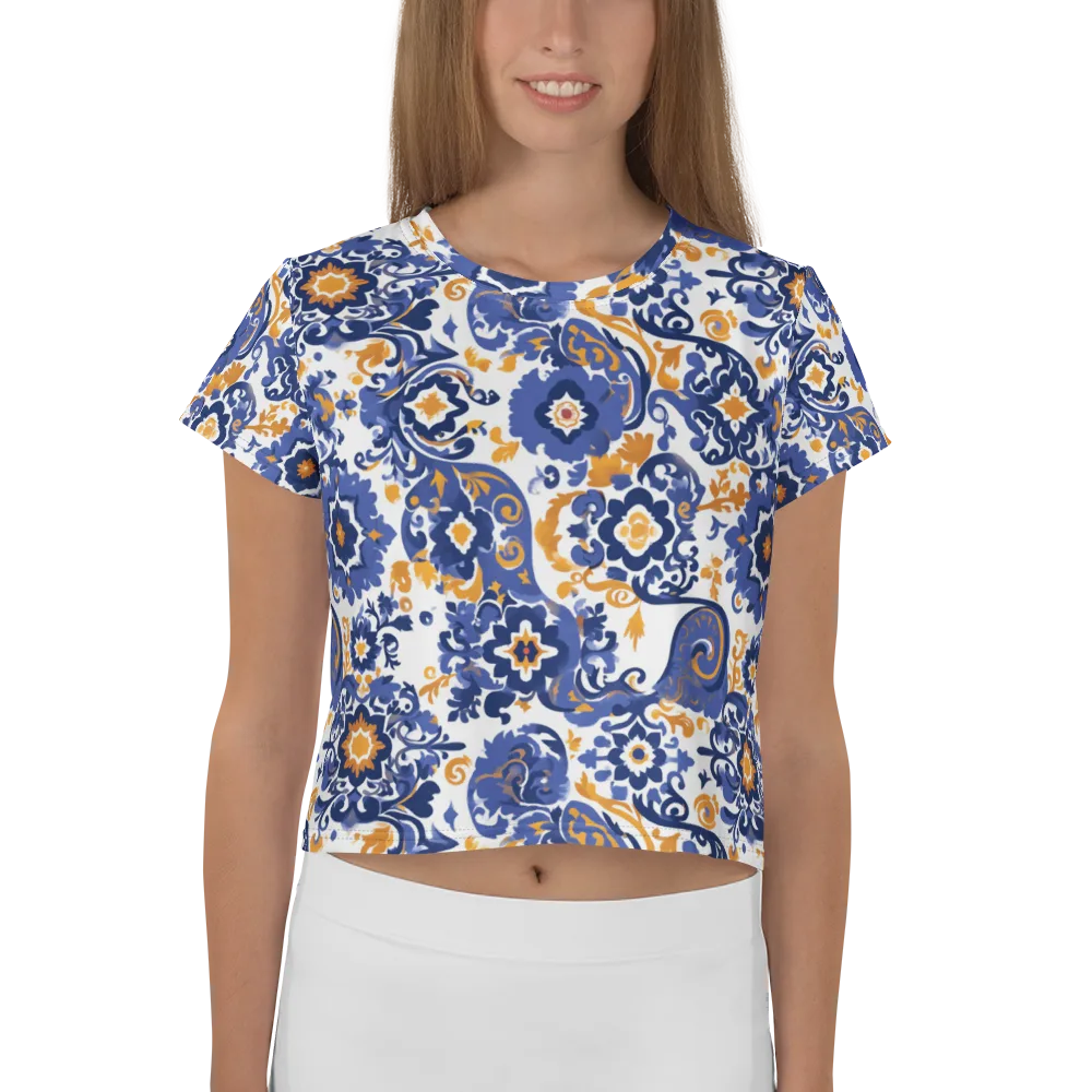 Indigo Gilded Garden on Crop Tee — Front