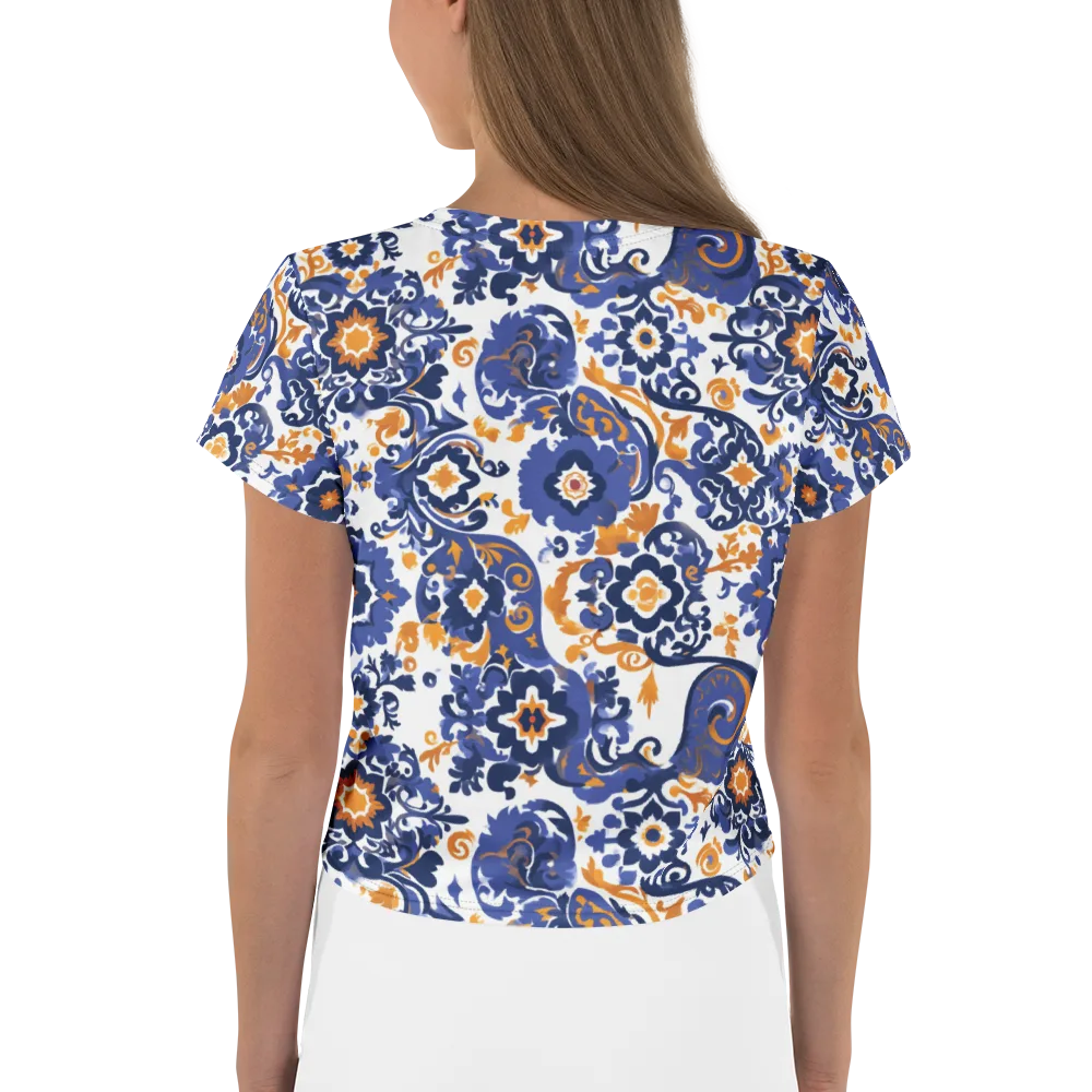 Indigo Gilded Garden on Crop Tee — Back