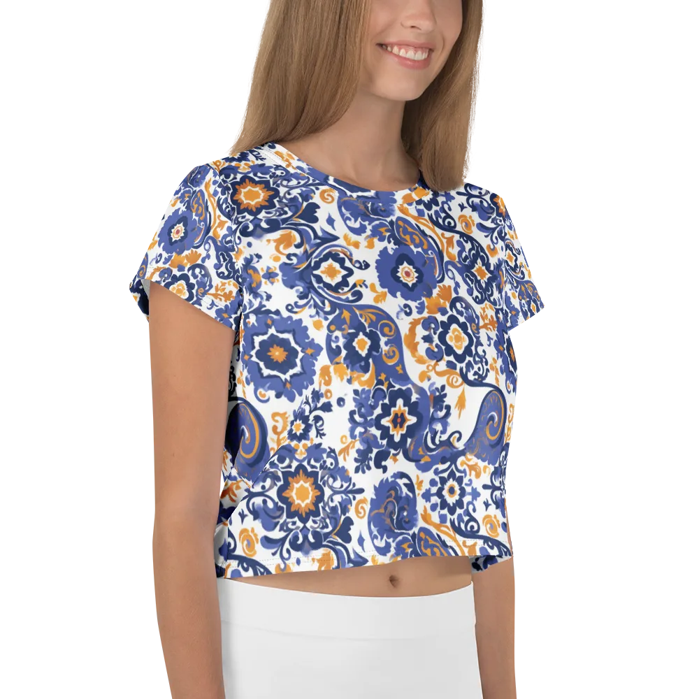 Indigo Gilded Garden on Crop Tee — Right
