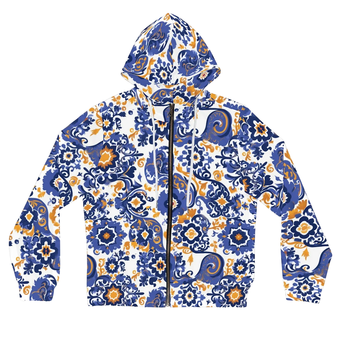 Indigo Gilded Garden on Women's Full-Zip Hoodie — Front
