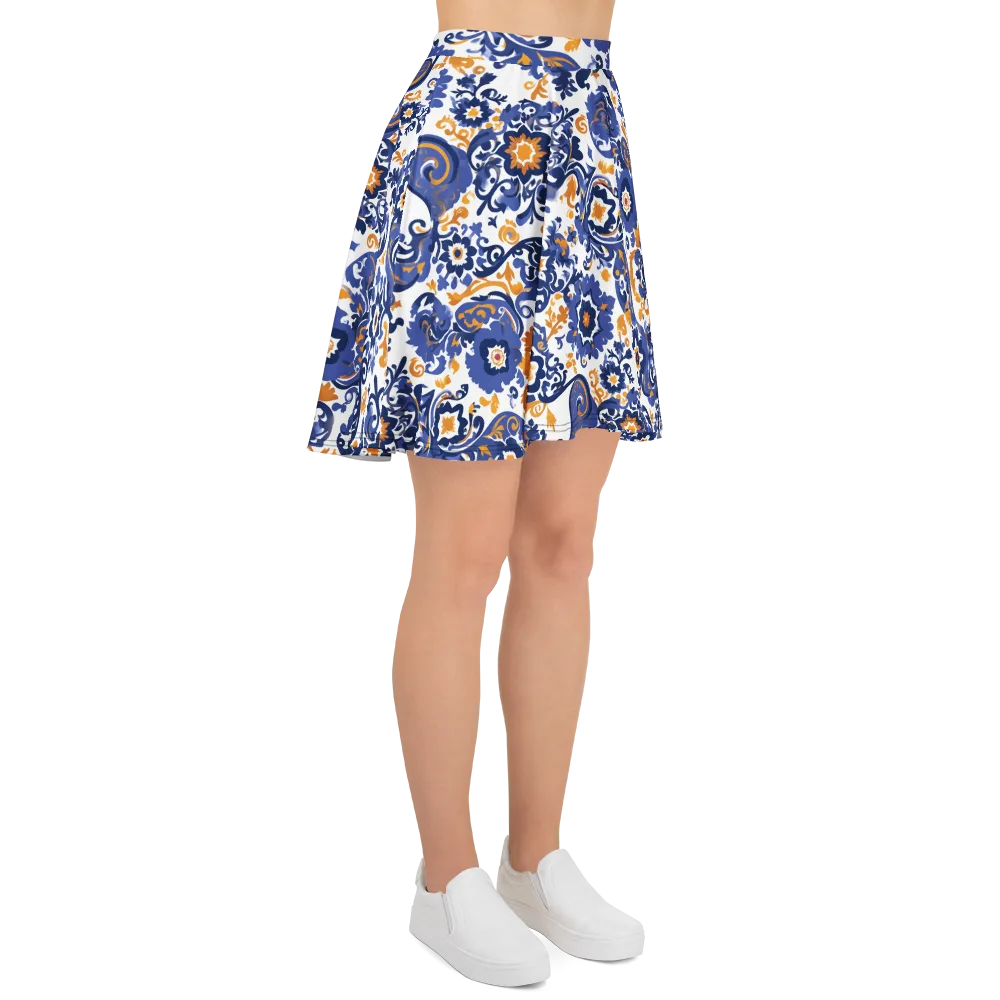 Indigo Gilded Garden on Skater Skirt — Right