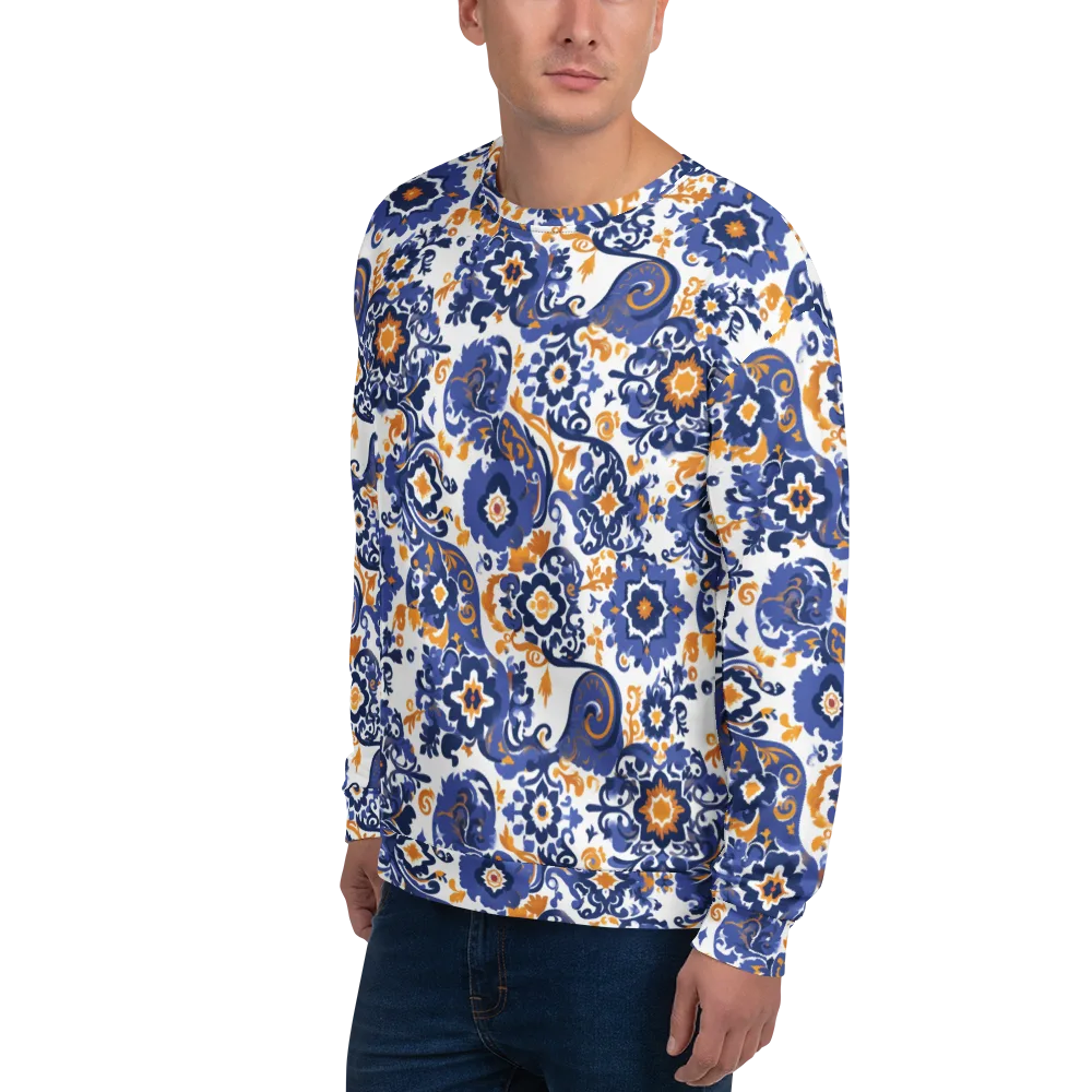 Indigo Gilded Garden on Sweatshirt — Left Front