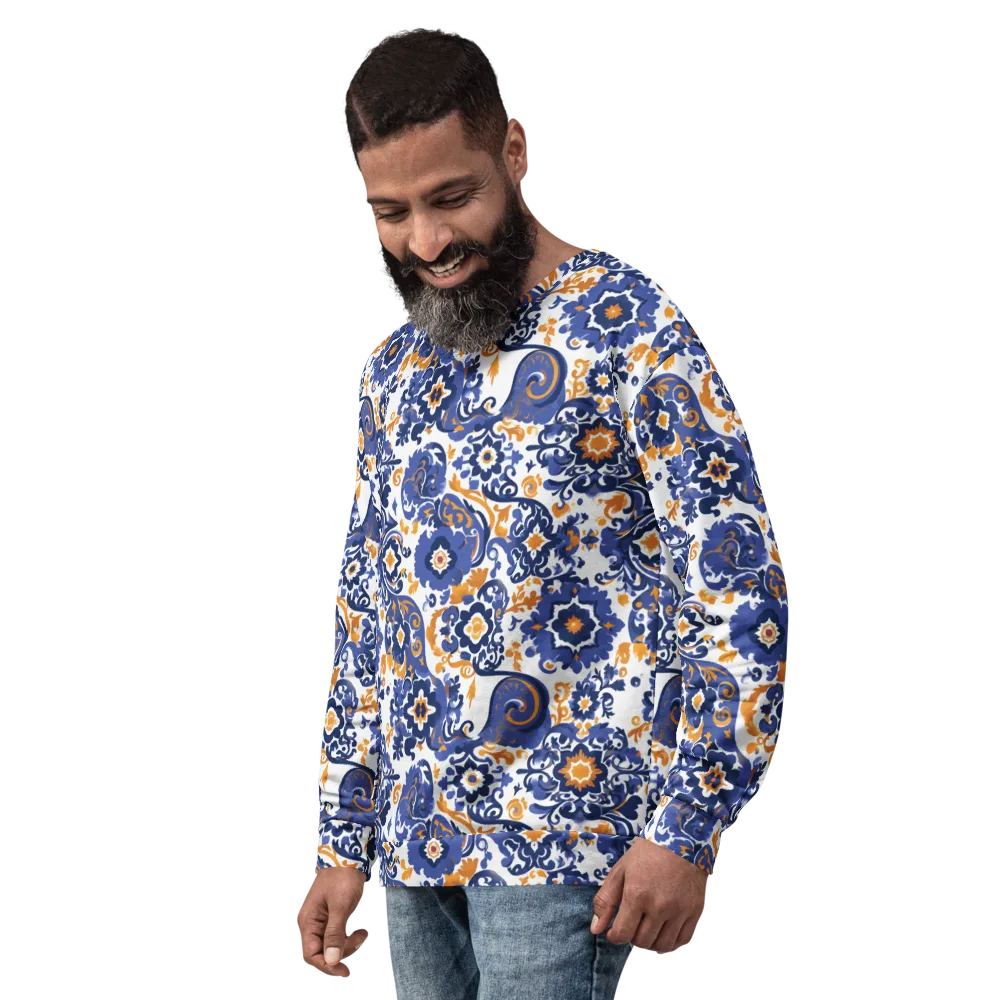 Indigo Gilded Garden on Sweatshirt — Left Front