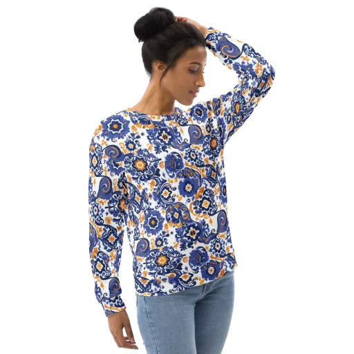 Indigo Gilded Garden on a Sweatshirt