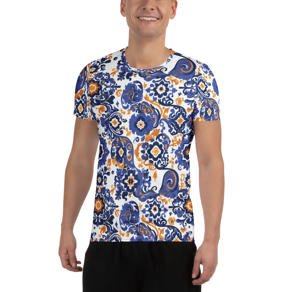 Indigo Gilded Garden on Men's Athletic T-Shirt — Front