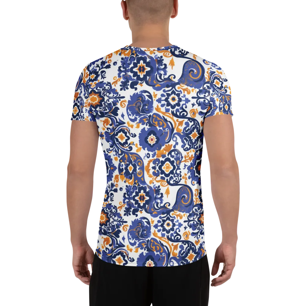 Indigo Gilded Garden on Men's Athletic T-Shirt — Back