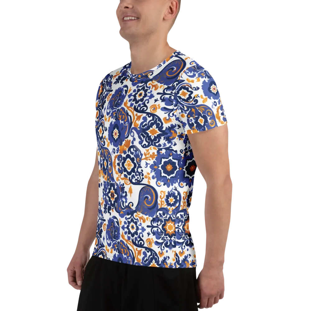 Indigo Gilded Garden on Men's Athletic T-Shirt — Left