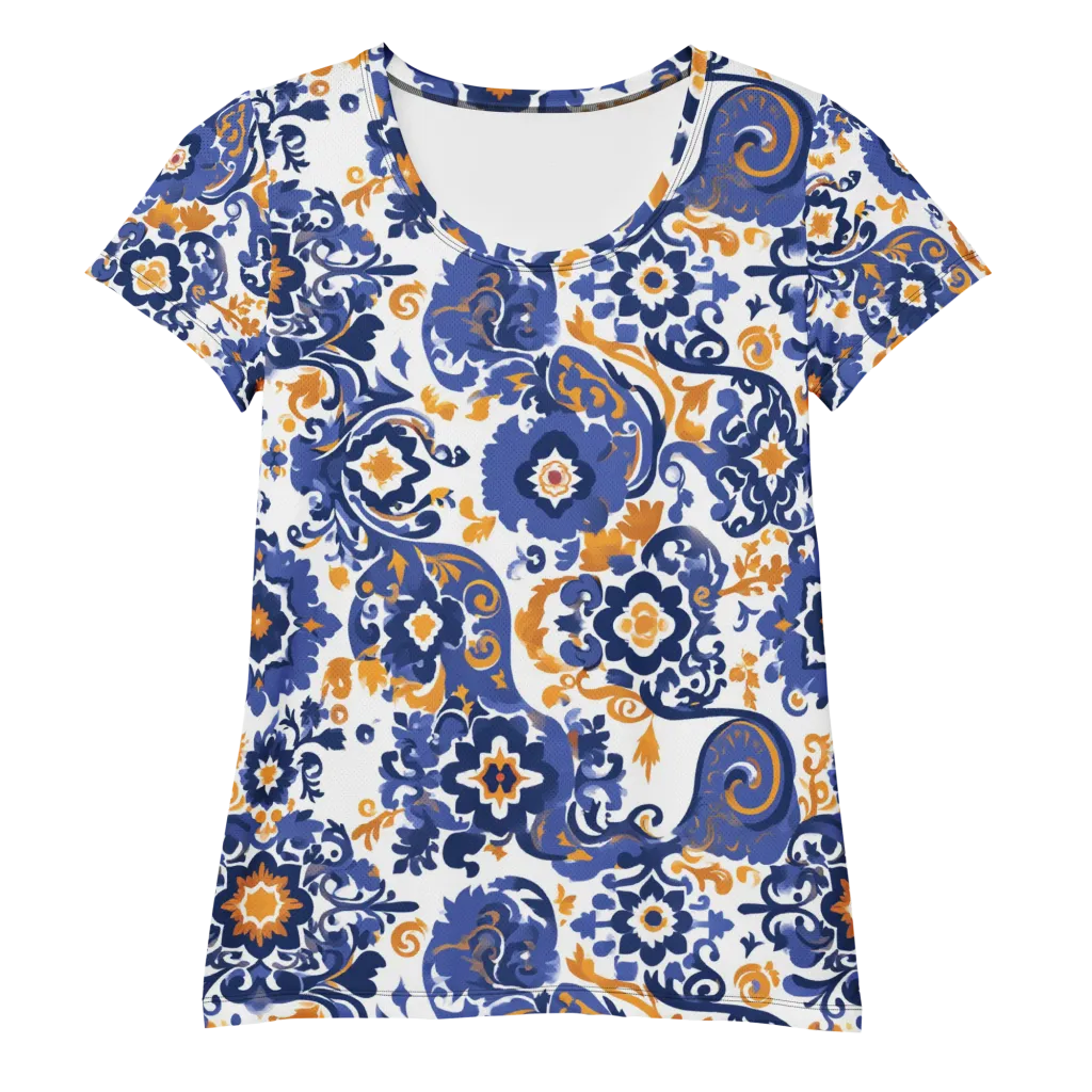 Indigo Gilded Garden on Women's Athletic T-Shirt — Front