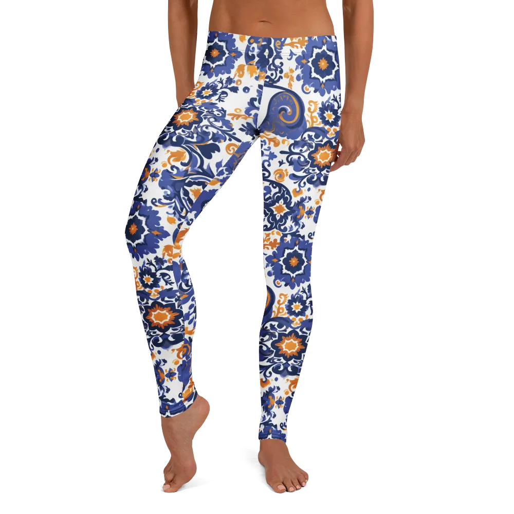 Indigo Gilded Garden on Leggings — Front