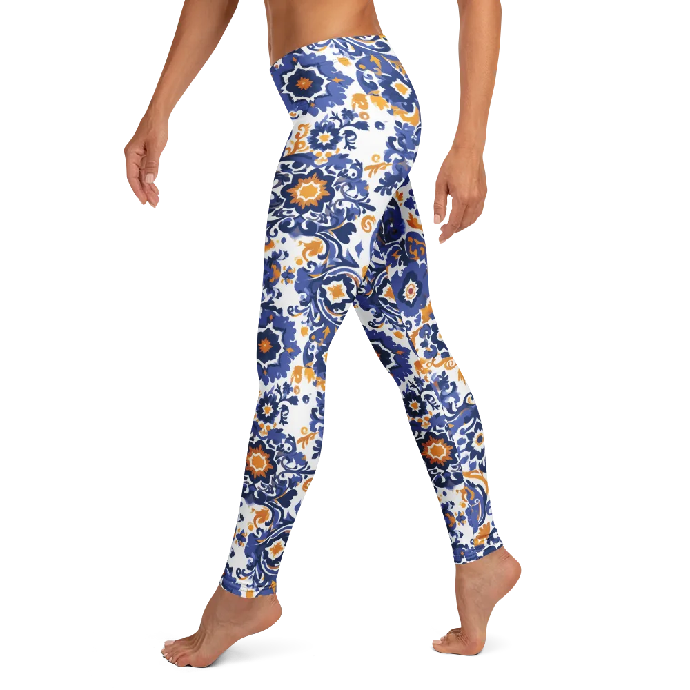 Indigo Gilded Garden on Leggings — Left