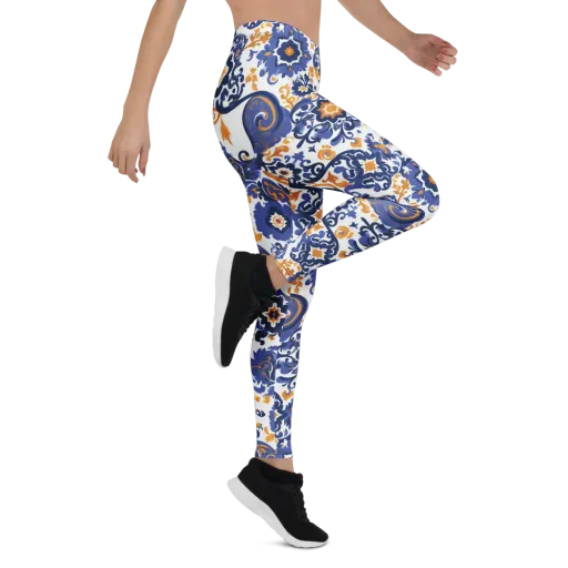 Indigo Gilded Garden on a Leggings