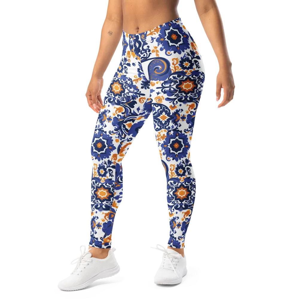 Indigo Gilded Garden on Leggings — Left Front