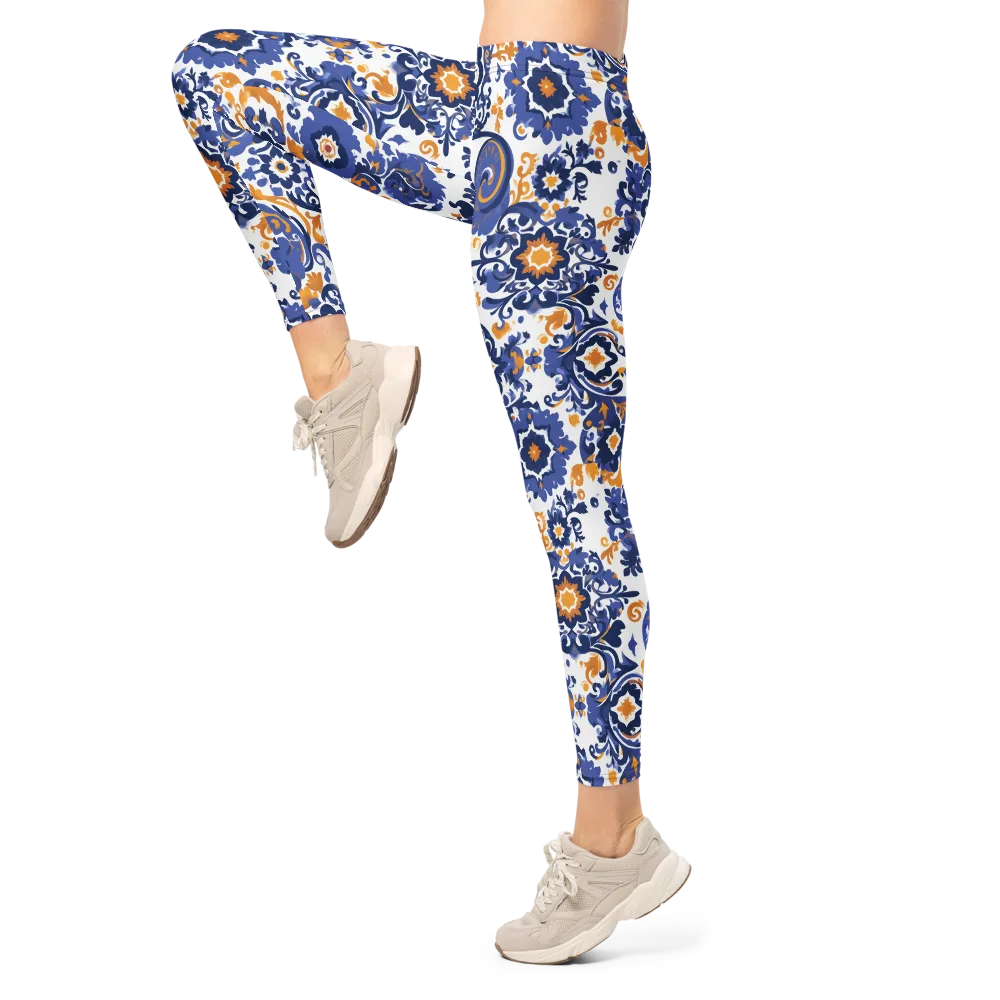 Indigo Gilded Garden on Leggings — Left