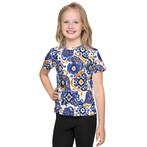 Indigo Gilded Garden on a Kids Crew Neck T-Shirt