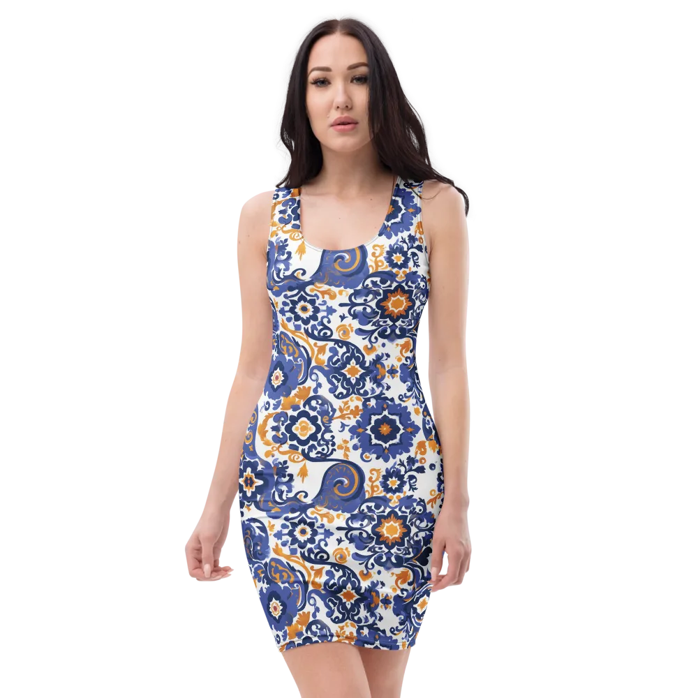 Indigo Gilded Garden on Bodycon Dress — Front